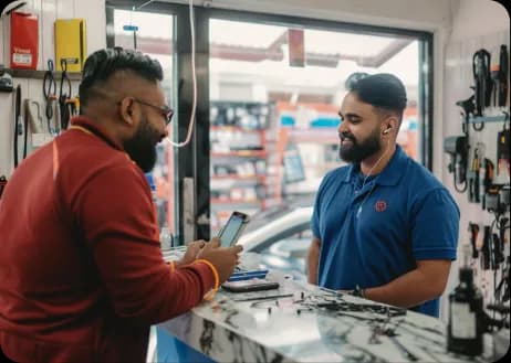 Happy customers at service center